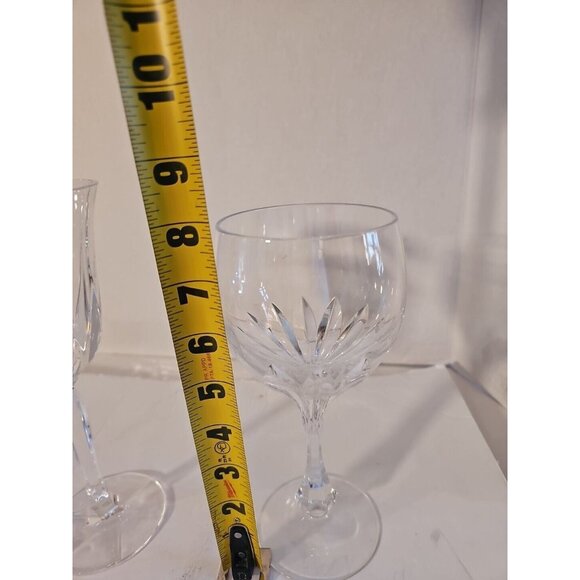 Crystal Wine glass unique cut vertical lines Beautiful Royal Tudor ? Lot Of 2 - Picture 6 of 12